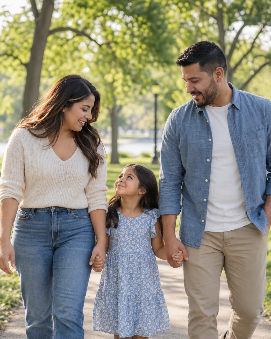 Imagen ilustrativa de una familia caminando junta en un parque